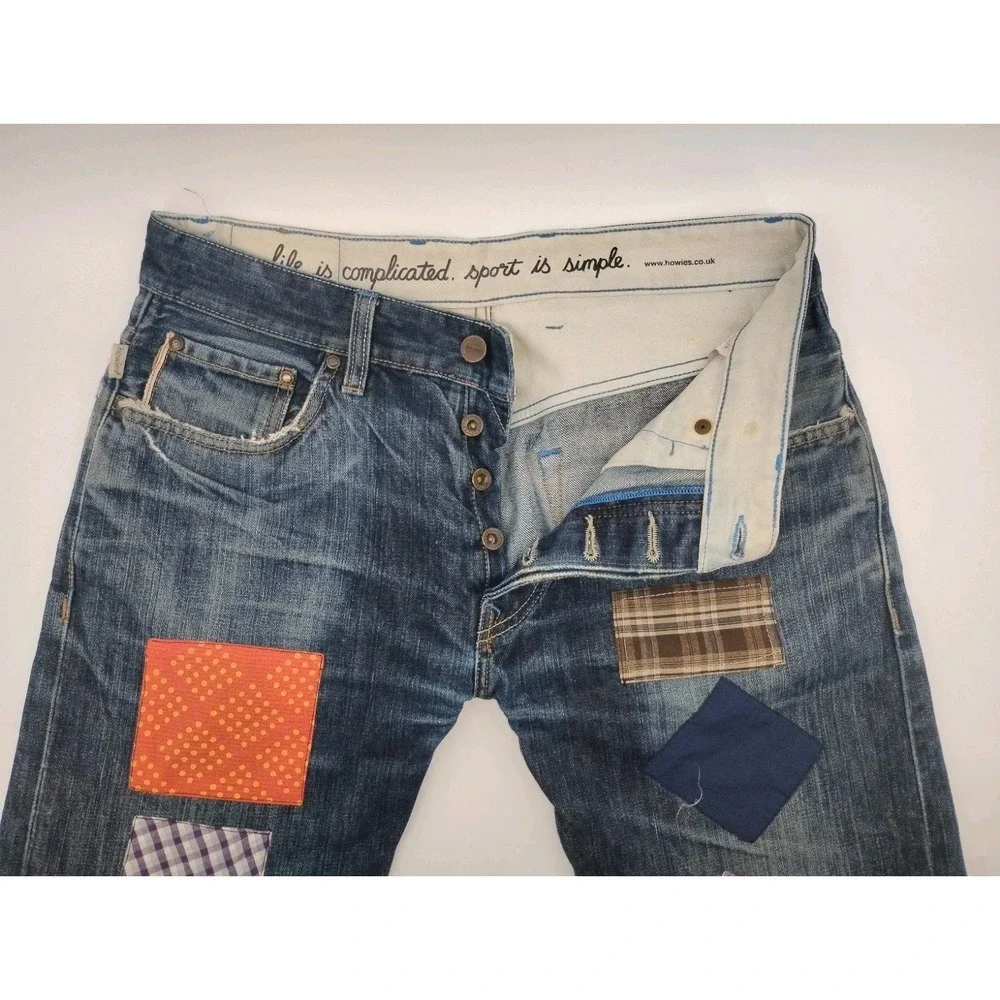 Howies Selvage Jeans‎ Pants Patch Work Patches Size 32x28 Button Fly